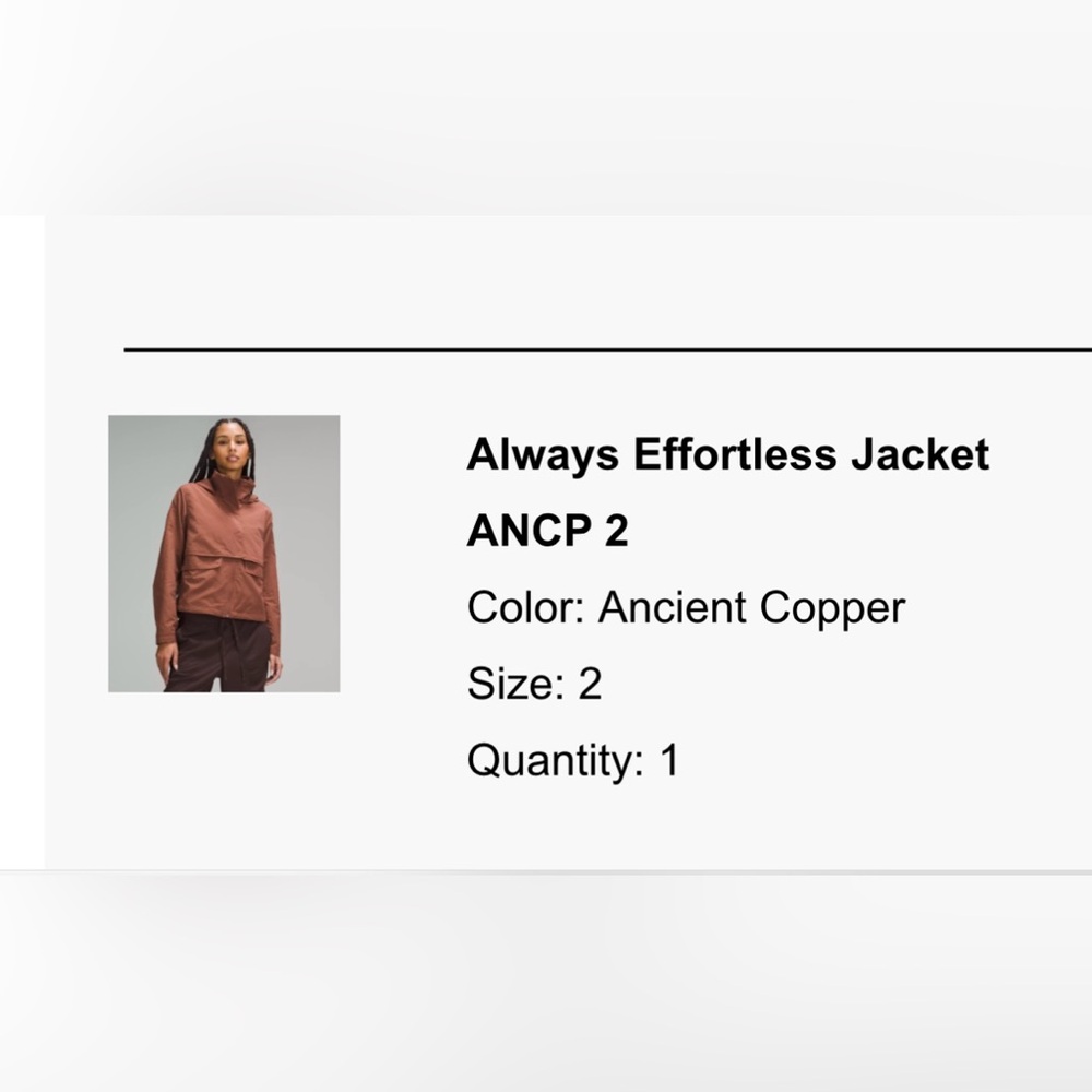 Lululemon always effortless size color ancient copper size 2